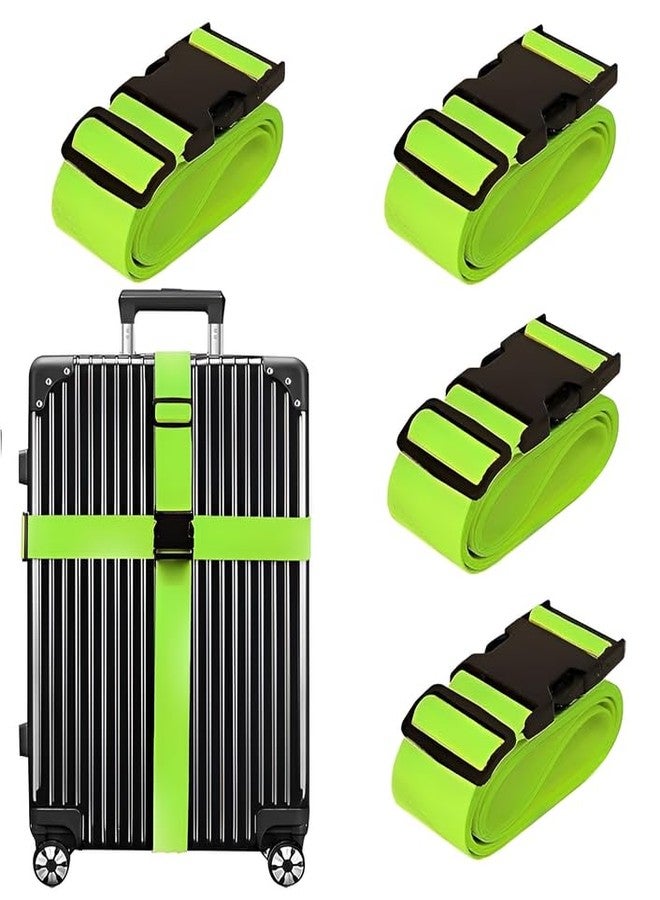 Rasdion Luggage Strap | Luggage Belt for Suitcase & Trolley Bags | Travel Belt with Quick Release Adjustable Buckle for Suitcase (4 Pcs, Green) - Image 1